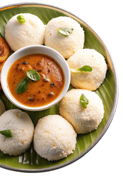 Fluffy Idly with chutney 
