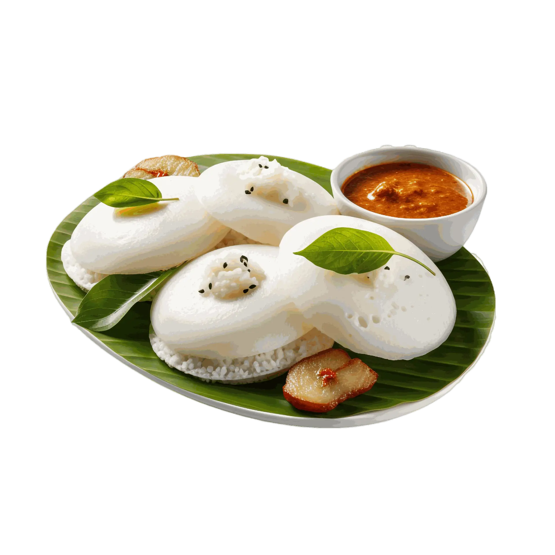 Fluffy idly with peanut chutney 